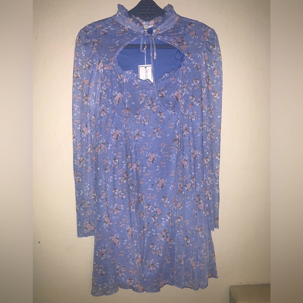 Ultra Flirt Tie Neck Fit & Flare Dress